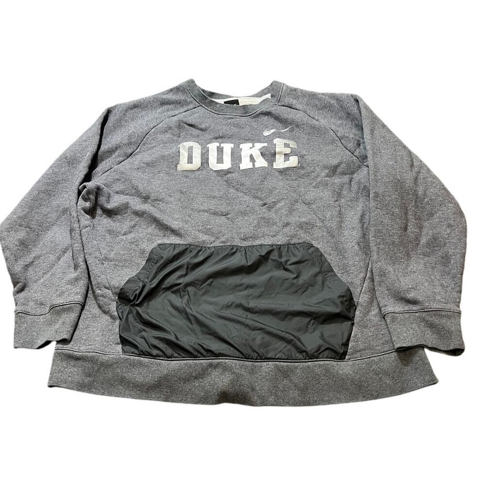Men's Nike Hybrid FL Crew Grey Front Pocket Duke Blue Devils Sweatshirt 3XL
